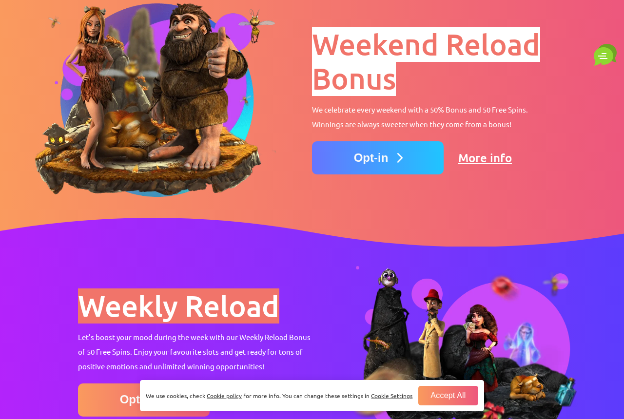 Cadoola promotions page listing reload bonuses, cashback and tournaments