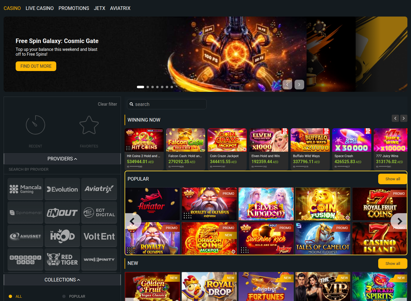 The Melbet slots lobby with the provider filter open