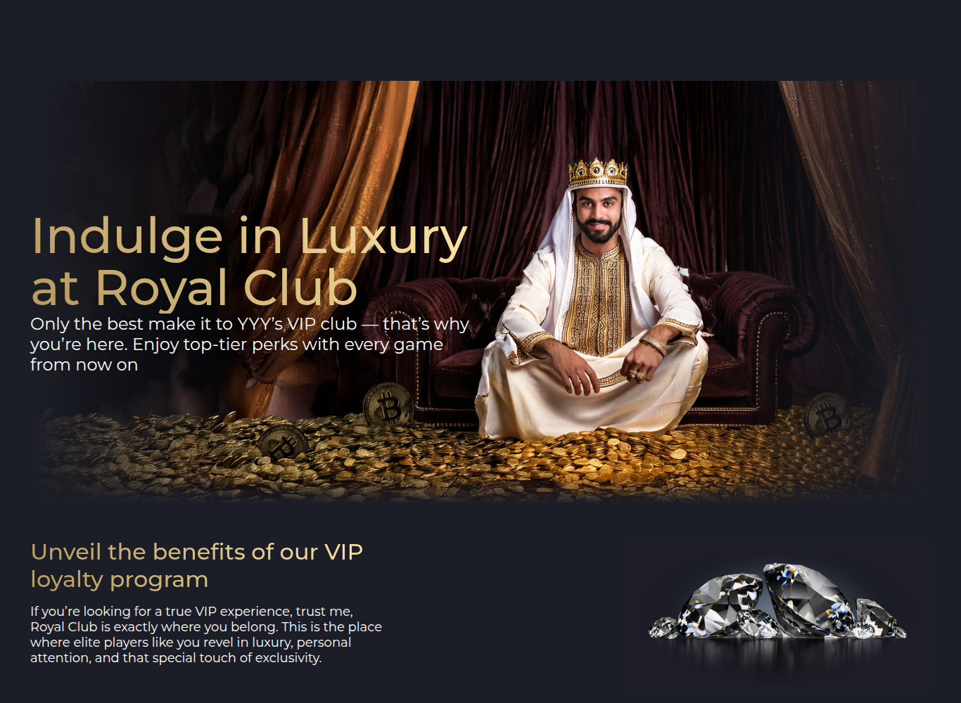 YYY Casino Royal Club VIP loyalty programme landing page